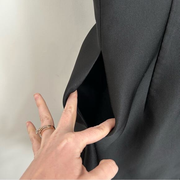 CO Collections Neutral Black Minimalist Short Sleeve Mini A-Line Dress Medium - Picture 8 of 12